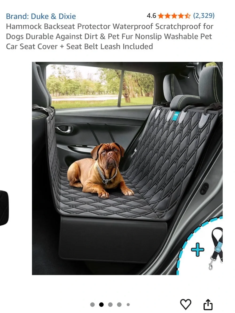 Duke & Dixie USED Black Waterproof Hammock Backseat Car Cover
